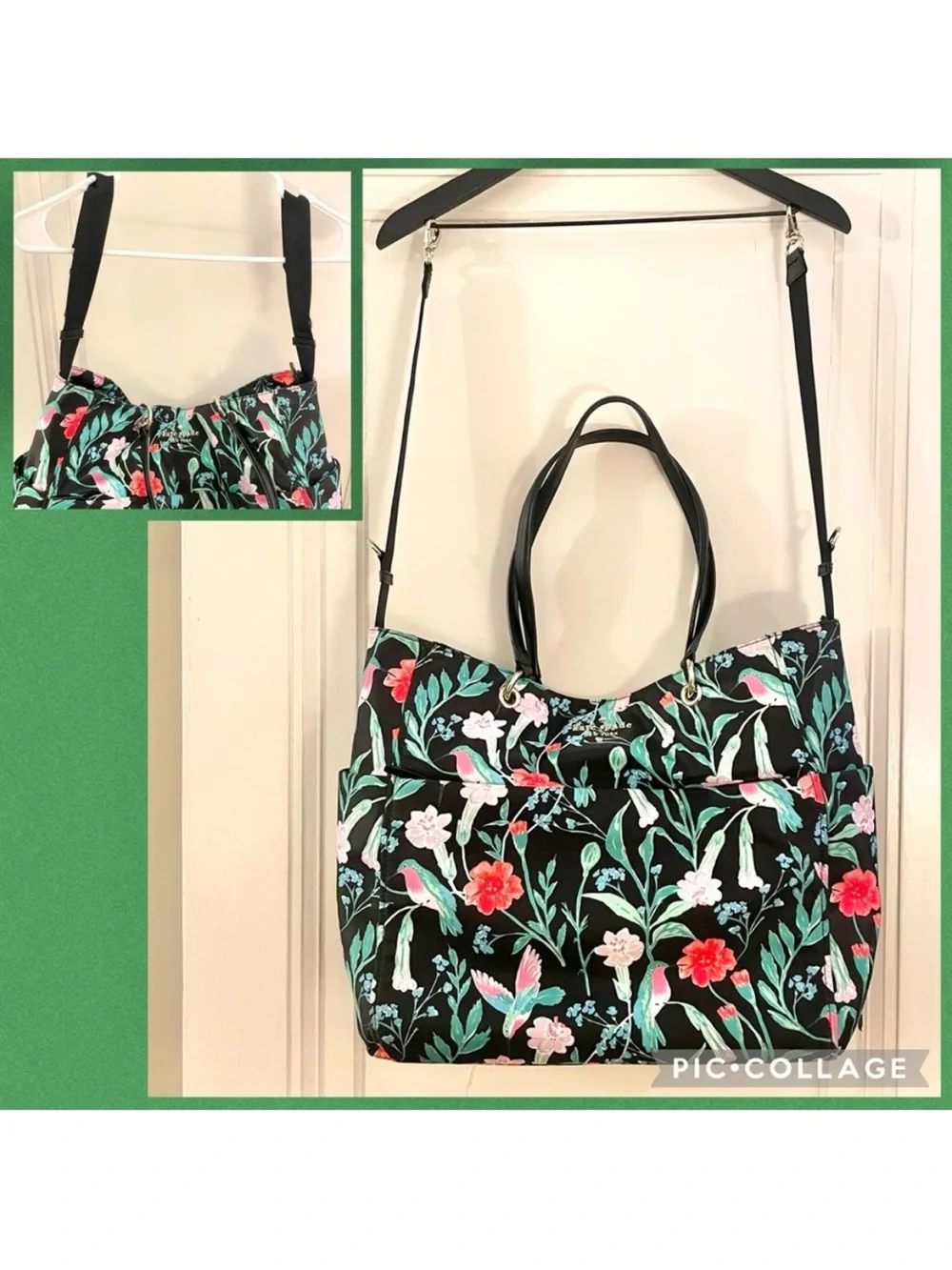 Kate Spade Watson Lane Pauline Hummingbird Floral Diaper Bag with Changing Pad